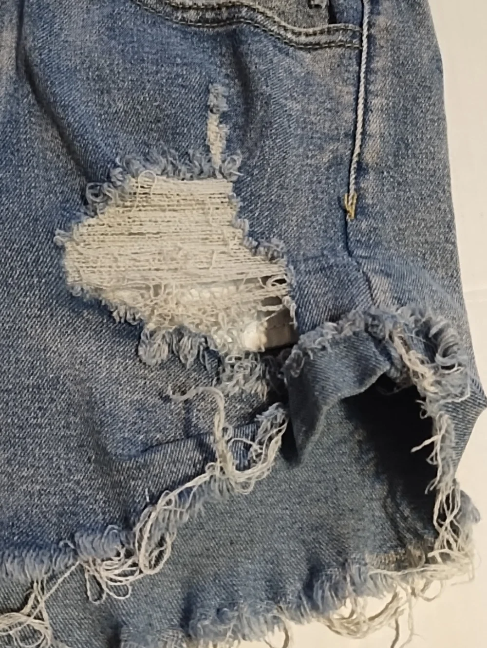 Blue Distressed Denim Women's Shorts (S) - Picture 2 of 16